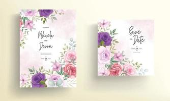 hermosa plantilla de tarjeta de invitación de boda floral vector