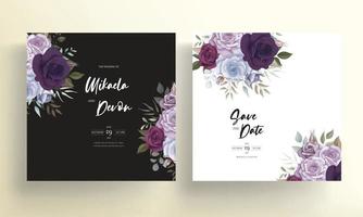 Hand drawn delicate floral wedding invitation card vector