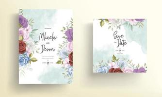 Elegant floral wedding invitation card design vector