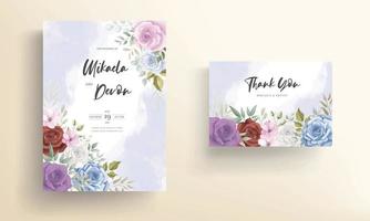 elegante diseño de tarjeta de invitación de boda floral vector