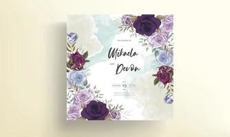 Hand drawn delicate floral wedding invitation card vector