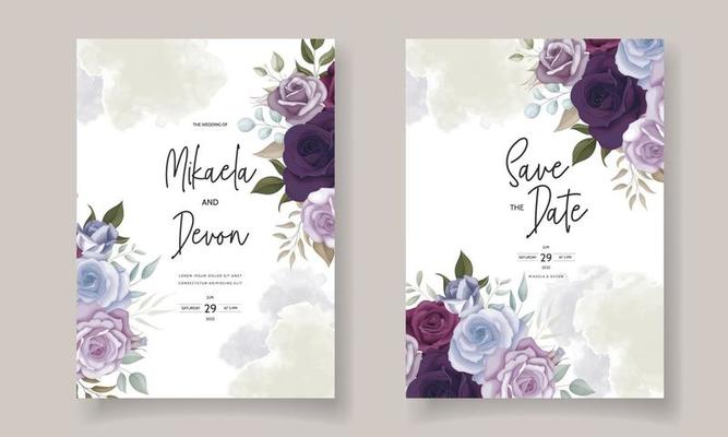 Hand drawn delicate floral wedding invitation card