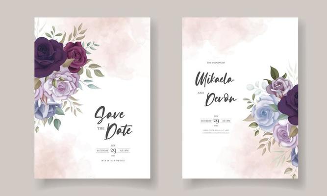 Hand drawn delicate floral wedding invitation card