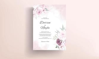 Beautiful hand drawn floral wedding invitation card design vector