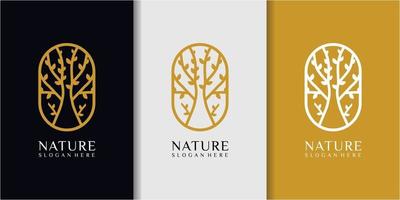 oak logo design inspiration. line tree logo design template. vector