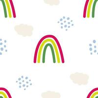 Boho bright rainbows seamless pattern. Vector illustration