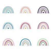Abstract rainbows hand drawn vector illustration set