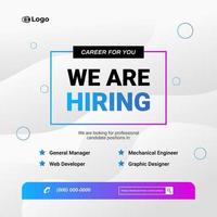 Hiring recruitment social media poster design vector