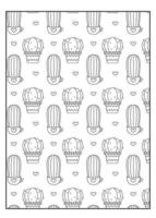 paginas para colorear cactus suculentas corazones adultos libro para colorear vector