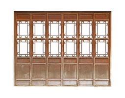 Old Chinese wooden door on white background photo