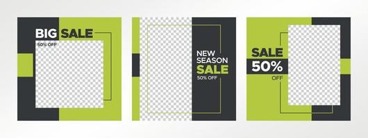 Green and Black Sale Banners for Social Media Post and Web vector