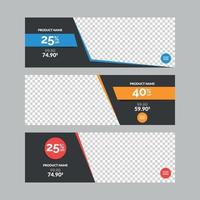 Horizontal Sale Banner Templates Set for Web with Empty Frame vector