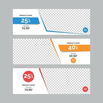 Conjunto de plantillas de banner de venta horizontal para web con marco vacío vector