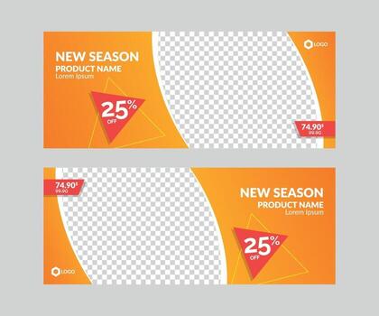 Horizontal Sale Banner Templates Set for Web with Empty Frame vector