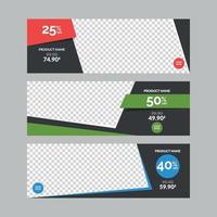 Conjunto de plantillas de banner de venta horizontal para web con marco vacío vector