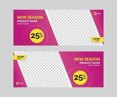 Horizontal Sale Banner Templates Set for Web with Empty Frame vector