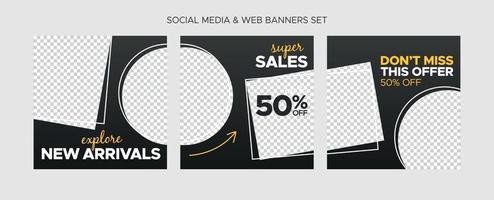 Square Sale Banners Set for Web and Social Media vector