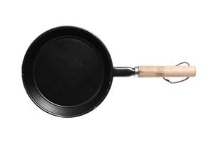 Iron black pan on white background photo