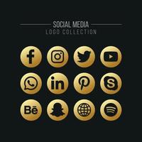 Social Media and Network Golden Logo Icon Collection vector