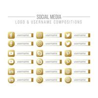 Social Media and Network Golden Logo and Username Box Compositions vector