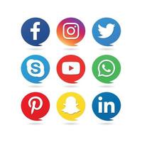 Colección de logotipos aislados de redes sociales en blanco vector