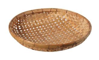 Vintage Thai wicker basket on white background photo