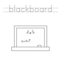 Trace word and color cute kawaii blackboard. vector