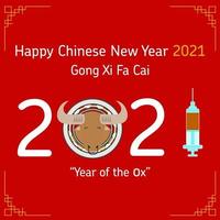 Happy chinese new year 2021 year of the ox vector