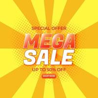 Mega sale banner template for promotion vector