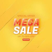 Mega sale banner template for promotion vector