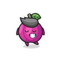 plum fruit cartoon illustration with a shy expression vector