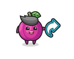 cute plum fruit hold social media share symbol vector