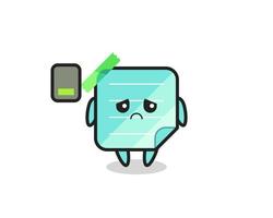 sticky notes mascot character doing a tired gesture vector