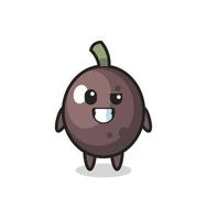 cute black olive mascot with an optimistic face vector