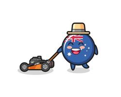 illustration of the australia flag badge character using lawn mower vector