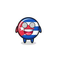 cute cuba flag badge character with hypnotized eyes vector