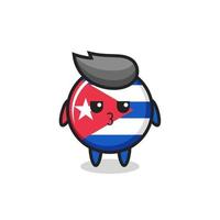 the bored expression of cute cuba flag badge characters vector