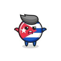cuba flag badge mascot character saying I do not know vector