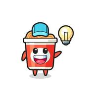 instant noodle character cartoon getting the idea vector