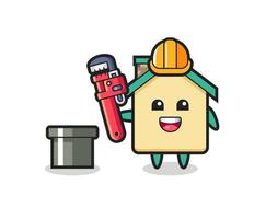 Character Illustration of house as a plumber vector