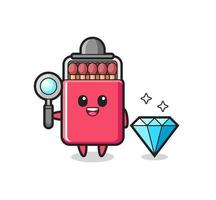 Ilustración de personaje de caja de fósforos con un diamante vector
