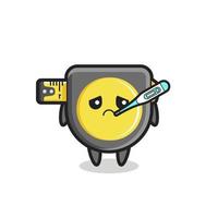 tape measure mascot character with fever condition vector