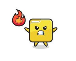 folder character cartoon with angry gesture vector