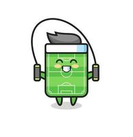 football field character cartoon with skipping rope vector