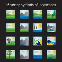 Landscape icons collection. Nature symbols vector