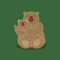 Sticker, card with happy mother and child brown bear vector