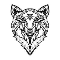 tatuaje de lobo salvaje vector