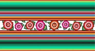 Patrón de bordado floral mexicano de banner sin costuras, colorido étnico