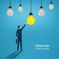 Business idea concept, businessman reaching the bulb illustration vector