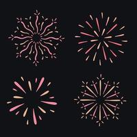 set of fireworks cartoon style vector